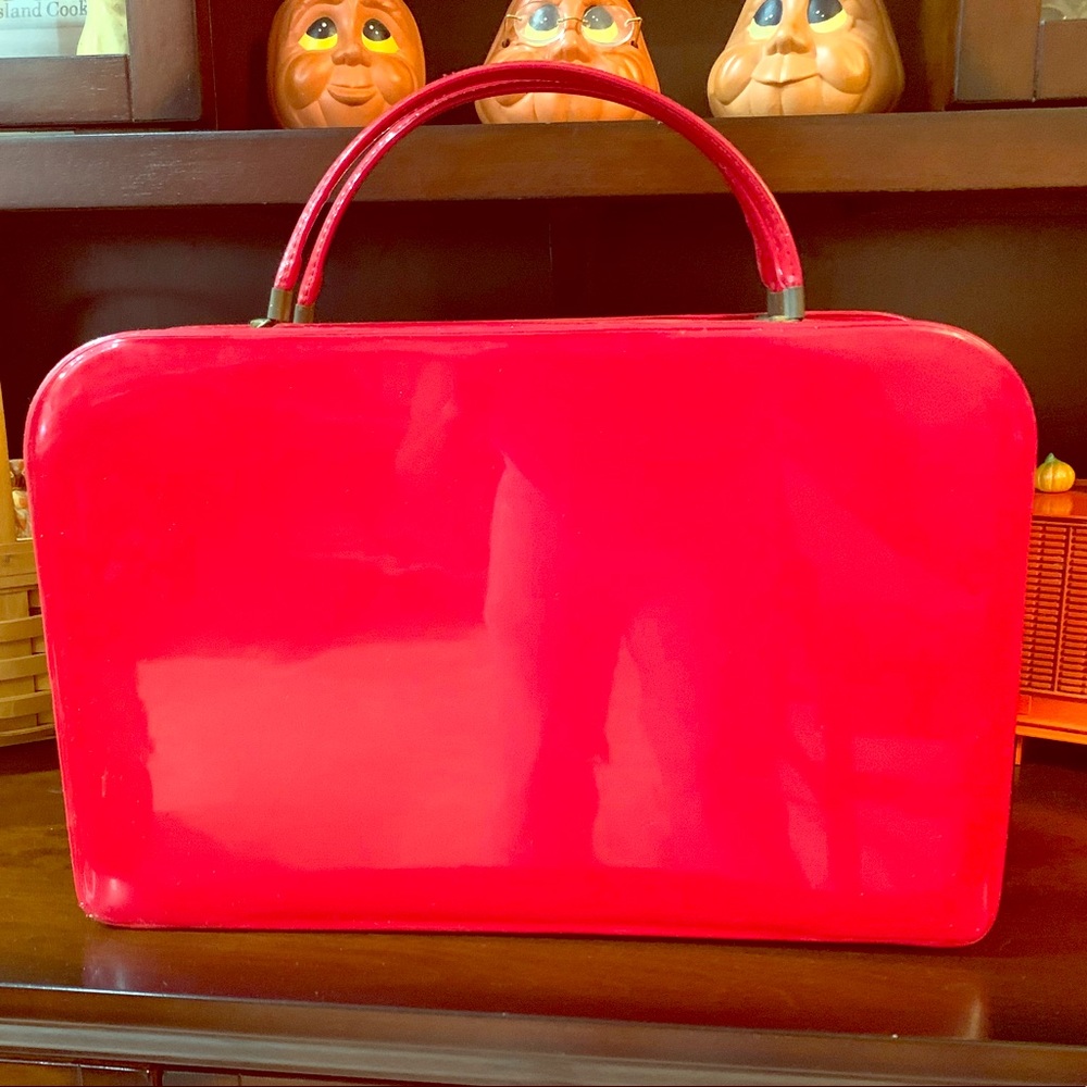 VTG 1960s Briefcase Carry On Handbag RED